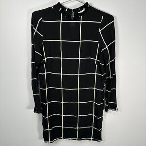 H&M Black‎ Mod Window Pane Minimal Shirt Dress Small/6